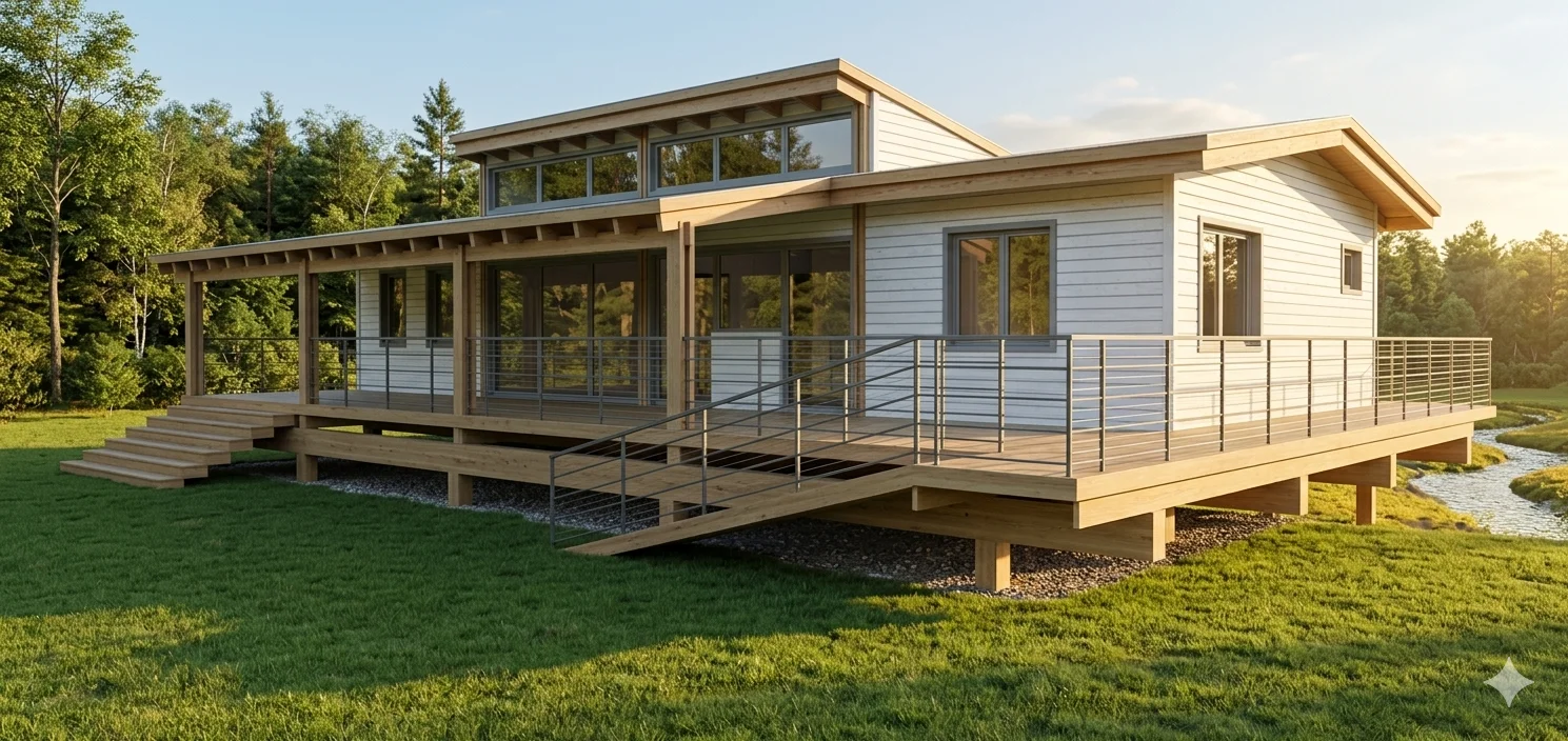 Maison bois contemporaine – rendu architectural